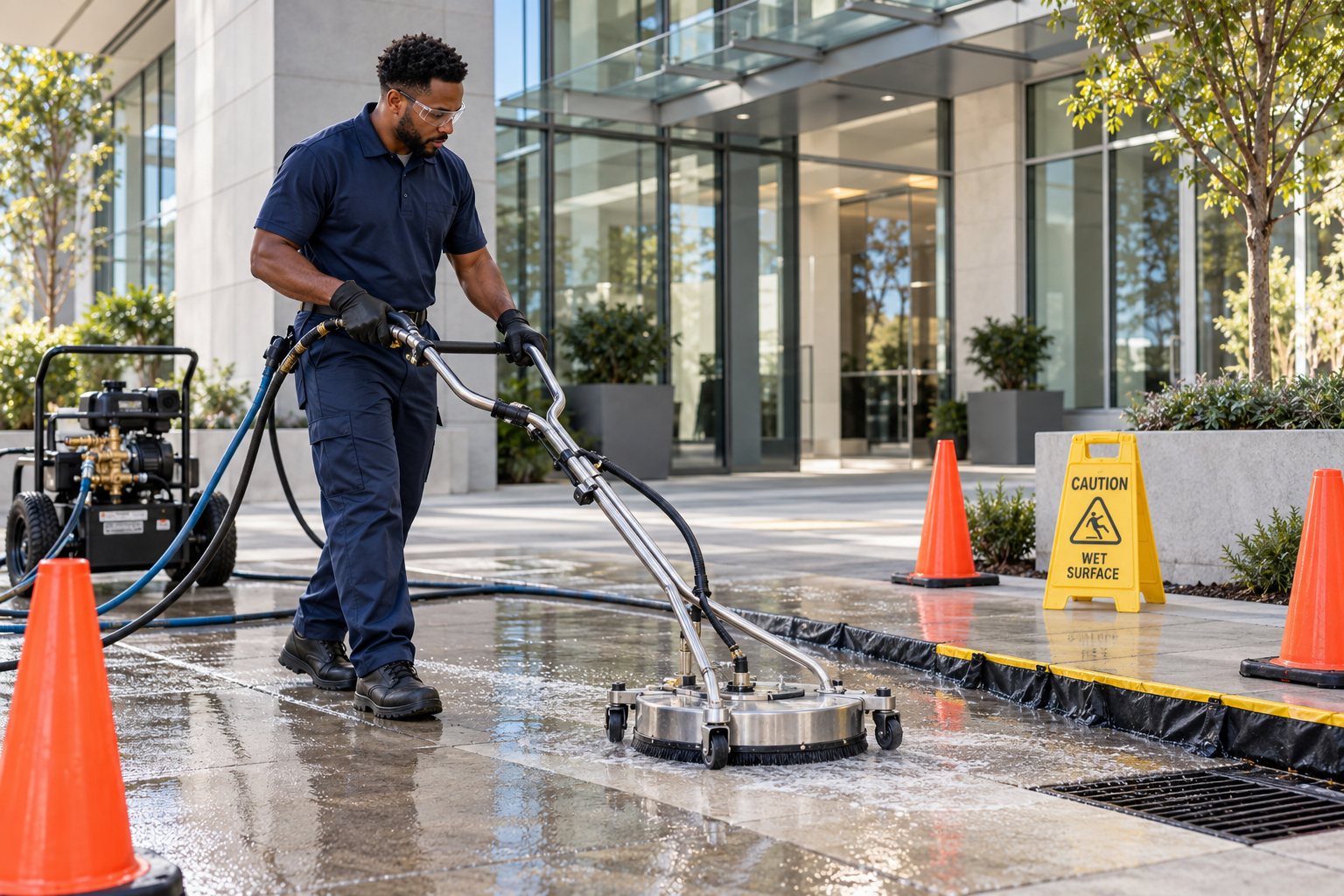 How Power Washing Restores a Dirty Storefront