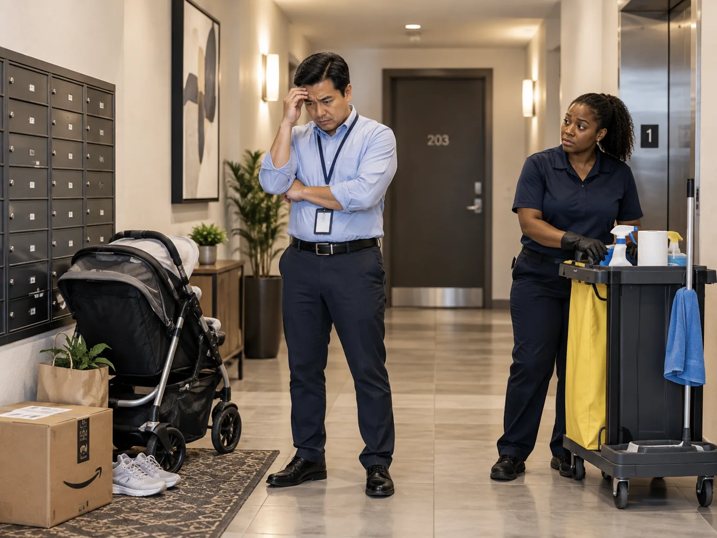 I manage an apartment building and tenants keep leaving things in the common areas. I don’t want my staff dealing with it, how should I handle this?