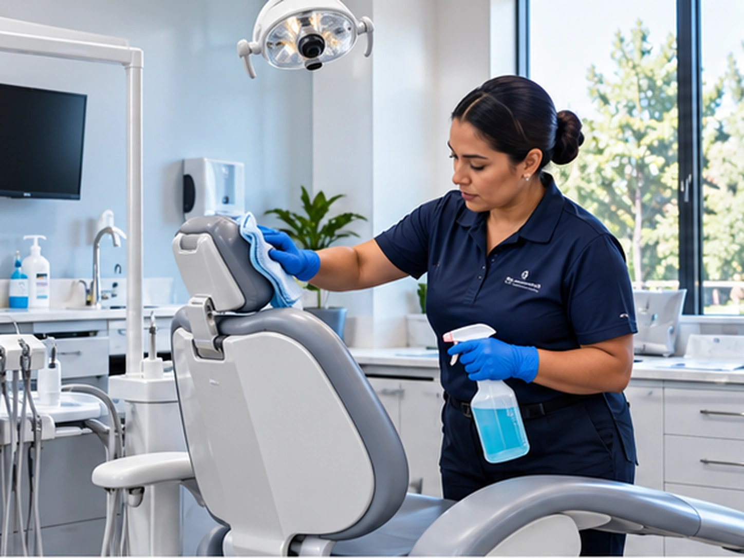 Cleaner maintaining a dental office