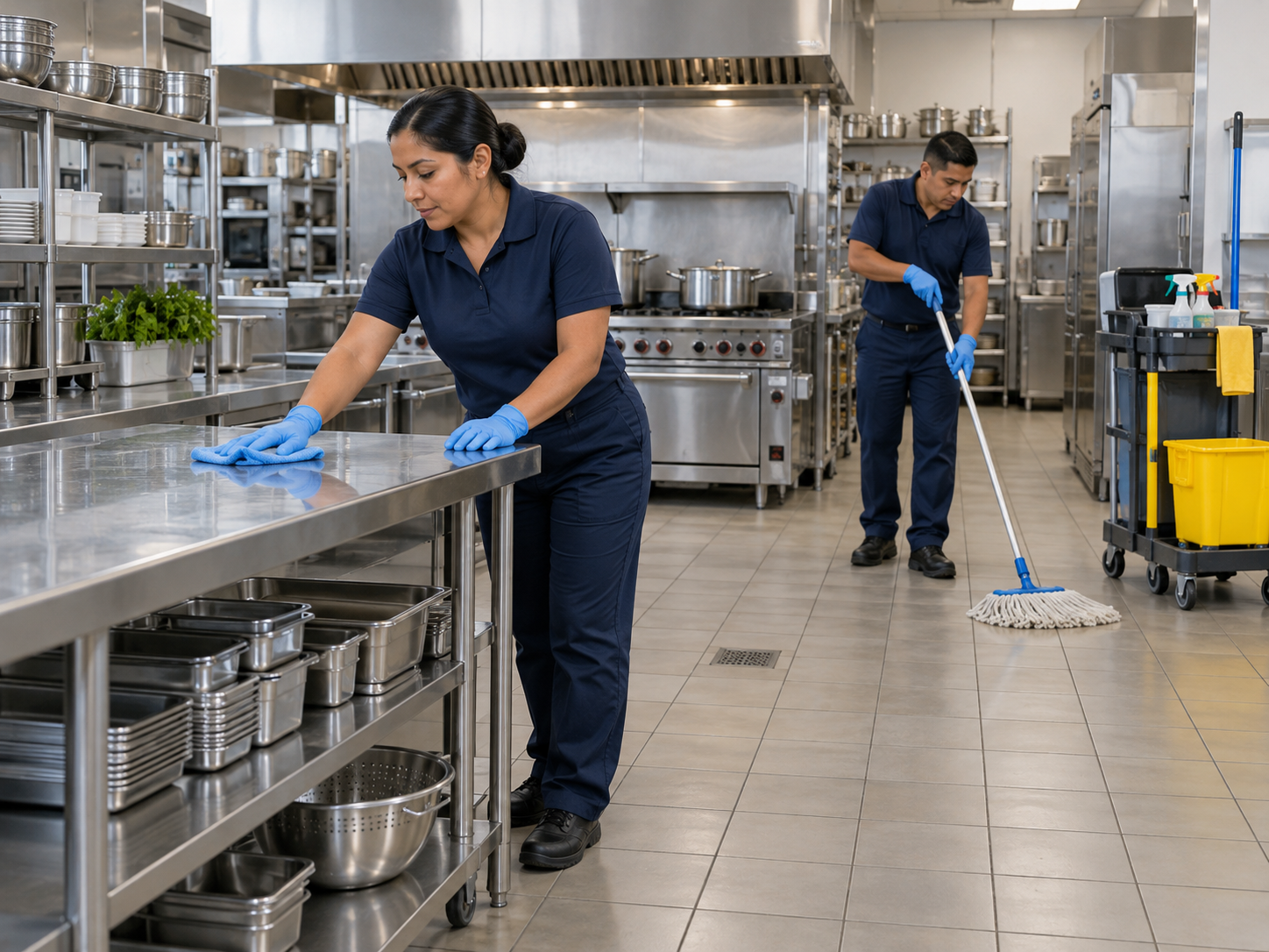 Should I have the kitchen staff clean the kitchen, or hire a cleaning service?