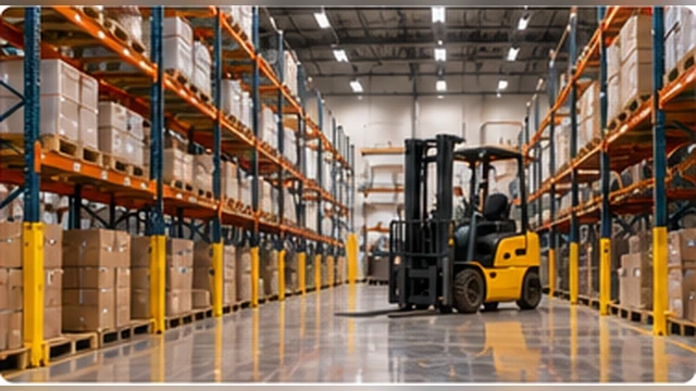Clean organized warehouse aisle